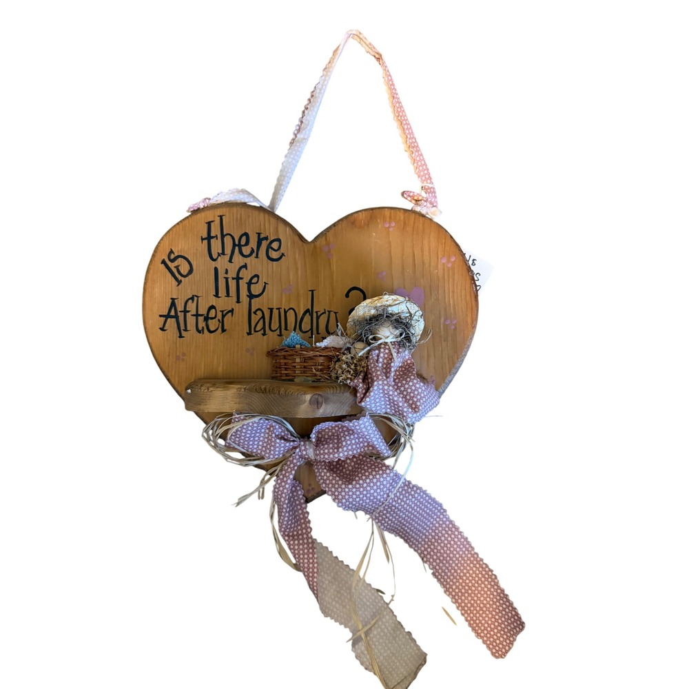 Vintage Heart Wood Wall Plaque Is There Life After Laundry Country Decor